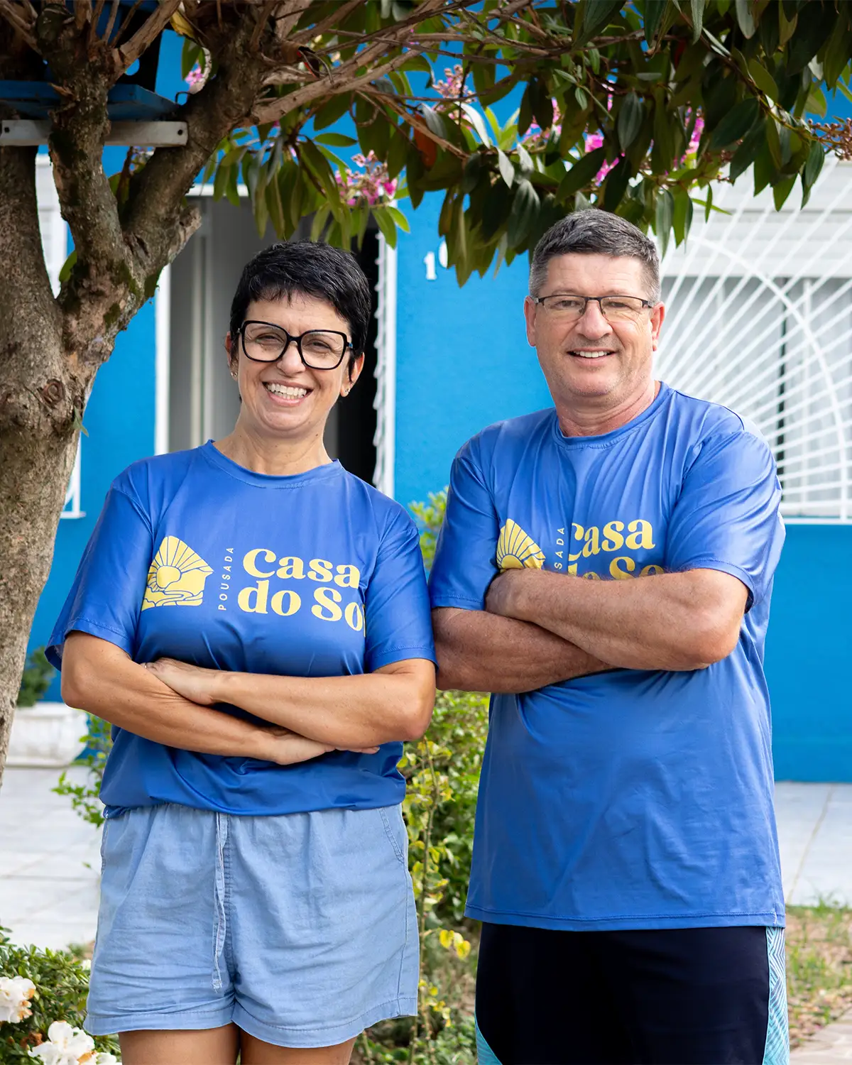 Kátia e Neuton, anfitriões da Pousada Casa do Sol em Guaíba